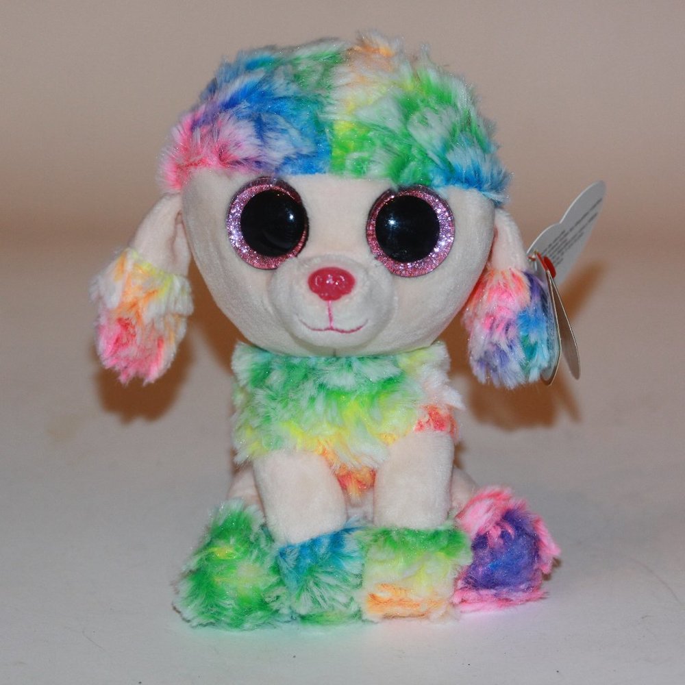 Ty Beanie Boos 6" RAINBOW Poodle Dog Plush Stuffed Animal Toy NWT